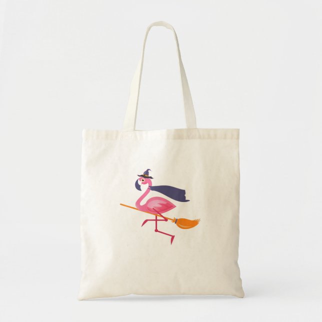 Bolsa Tote Feiticeira Engraçada Flamingo Halloween (Frente)
