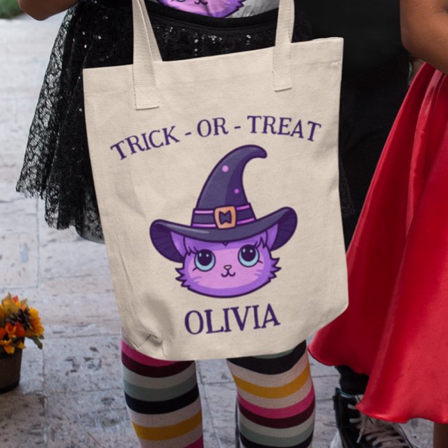 Bolsa Tote Feiticeira Kawaii Cute Halloween Reutilizável (Criador carregado)
