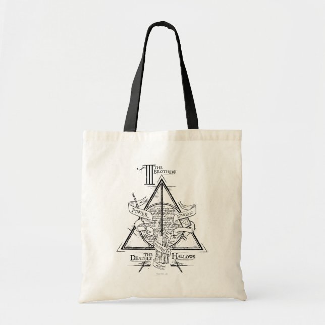 Bolsa Tote Feitiço de Harry Potter | Gráfico das RELÍQUIAS DA (Frente)