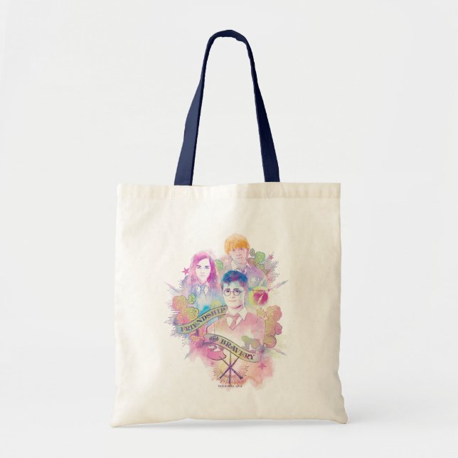 Bolsa Tote Feitiço de Harry Potter | Harry, Hermione e Ron na (Frente)