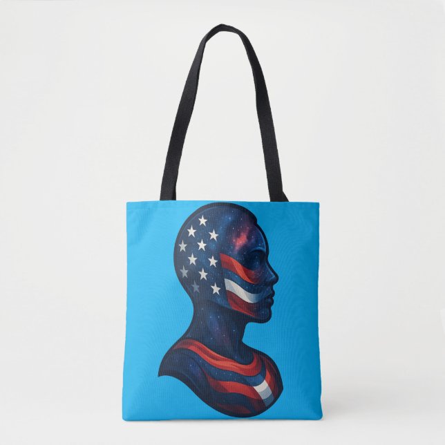 Bolsa Tote "Feito de Estrelas e Stripes" - Americano Celestia (Frente)