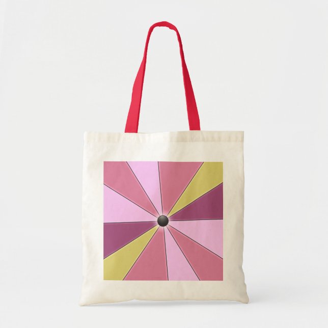 Bolsa Tote Feixes Geométricos Coloridos Rosa (Frente)