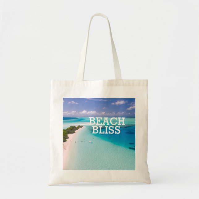 Bolsa Tote Felicidade bonita da praia reusável (Frente)