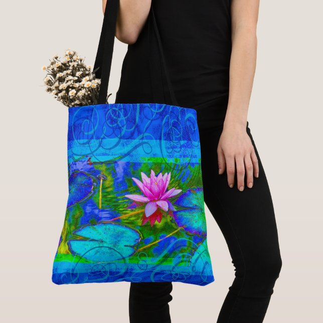 Bolsa Tote Felicidade de Yogini Lotus azul da sacola de (Close Up)