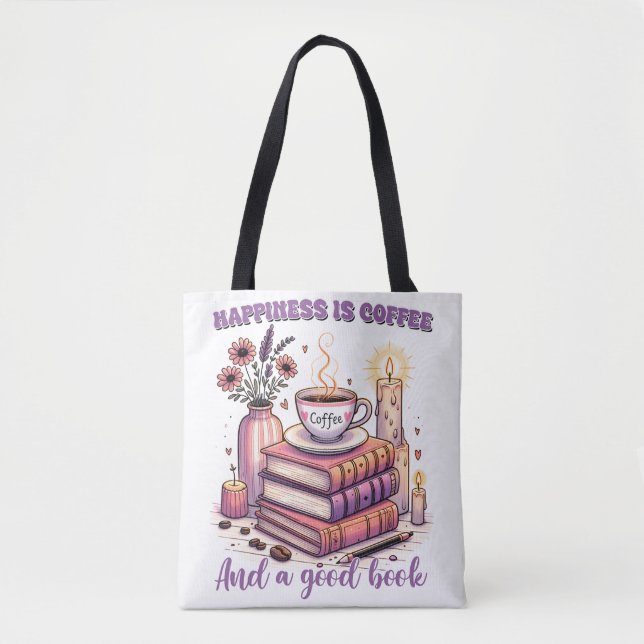 Bolsa Tote Felicidade É Café E Um Bom Livro (Frente)