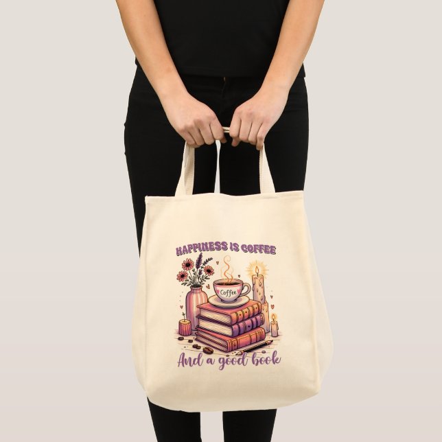 Bolsa Tote Felicidade É Café E Um Bom Livro (Frente (produto))