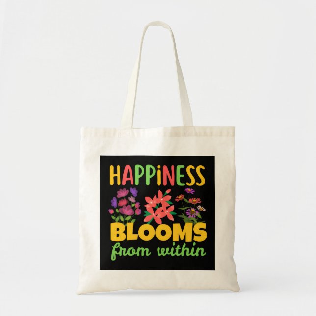 Bolsa Tote Felicidade Floresce de Dentro Felicidade Primavera (Frente)