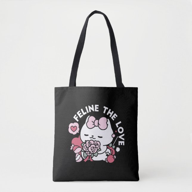 Bolsa Tote Feline o Amor - Design de Gato do Namorados (Frente)