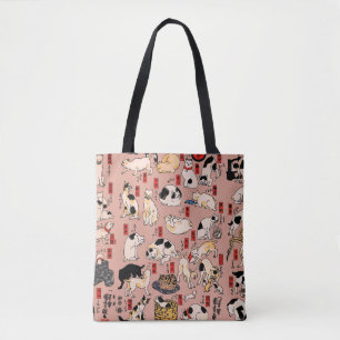 Bolsa Tote felinos japoneses gatinho Ukiyo-e engraçado
