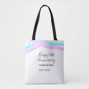 Bolsa Tote Feliz 10º aniversário de casamento simples nome mi