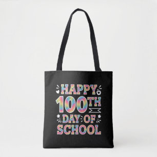 Bolsa Tote Feliz 100º Dia De Escola Tie Dye Arco-Íris 100 Dia