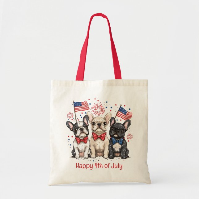 Bolsa Tote Feliz 4 De Julho, Buldog Francês (Frente)