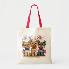 Bolsa Tote Feliz 4 De Julho Yorkshire Terrier Dogs