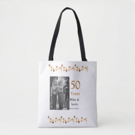 Bolsa Tote Feliz 50º aniversário adicionar nome do casal data