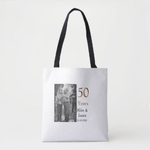 Bolsa Tote Feliz 50º aniversário adicionar nome do casal data