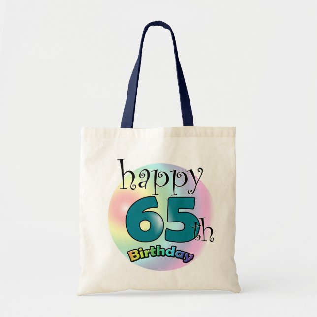 Bolsa Tote Feliz 65º aniversário (blauw) (Frente)