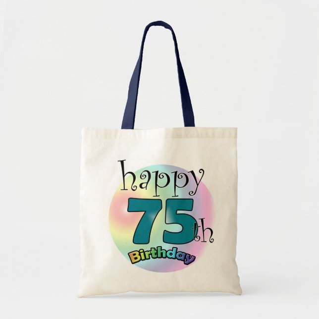 Bolsa Tote Feliz 75º aniversário (blauw) (Frente)