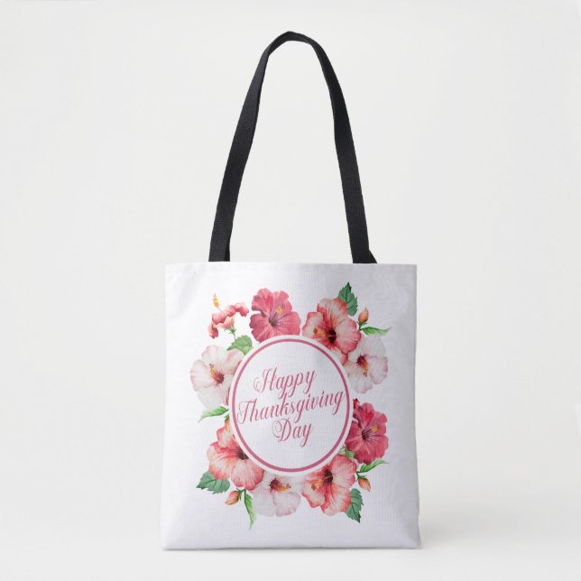 Bolsa Tote Feliz Ação de Graças do Elegante Floral| Saco de T (Frente)