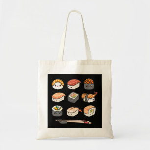 Bolsa Tote Feliz anime Sushi Kawaii set Comida japonesa Lover