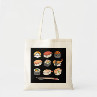 Bolsa Tote Feliz anime Sushi Kawaii set Comida japonesa Lover