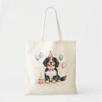 Bolsa Tote Feliz Aniversário Bernese Mountain Dog