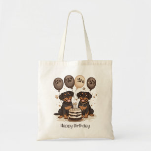Bolsa Tote Feliz Aniversário Cães Rottweiler