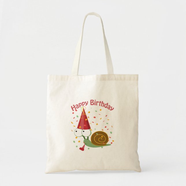 Bolsa Tote Feliz aniversário! Confetti Snail (Frente)