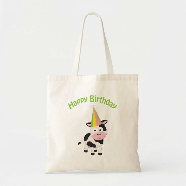 Bolsa Tote Feliz aniversário da vaca (Frente)