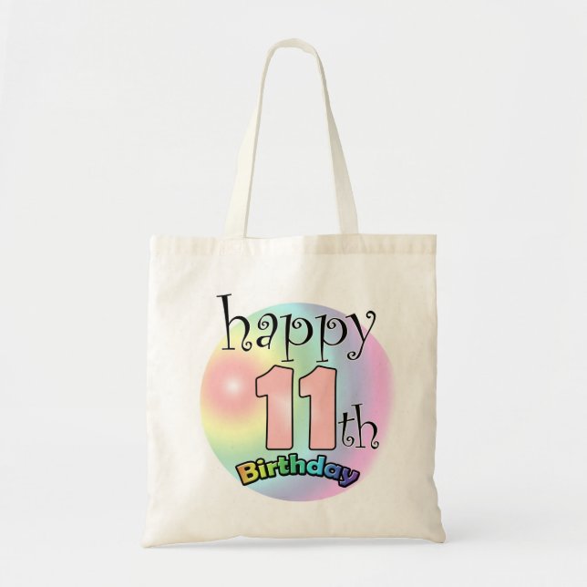 Bolsa Tote Feliz aniversário de 11 (roze) (Frente)