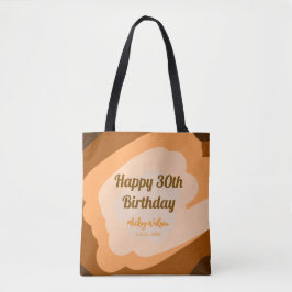 Bolsa Tote Feliz aniversário de 30 anos em madeira rústica de