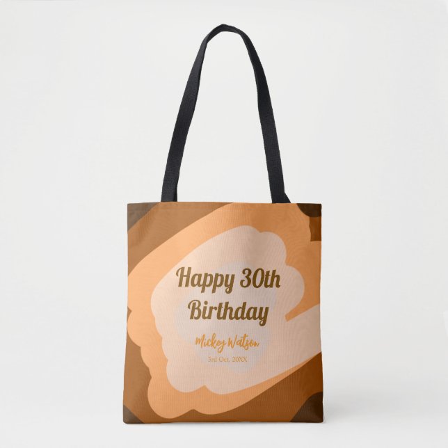 Bolsa Tote Feliz aniversário de 30 anos em madeira rústica de (Frente)