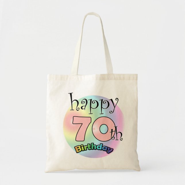 Bolsa Tote Feliz aniversário de 70 (roze) (Frente)