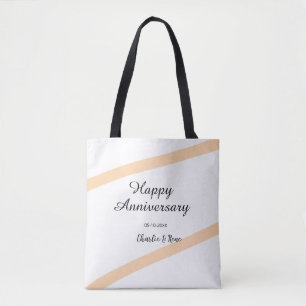 Bolsa Tote Feliz aniversário de casamento linhas laranja past