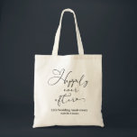 Bolsa Tote Feliz Aniversário do 25h Personalizado<br><div class="desc">Um roteiro romântico e elegante de caligrafia 'feliz para sempre' nesta bolsa de aniversário de casamento de prata 25 faz um presente especial de aniversário de manutenção para o casal feliz. Personalize com os nomes do Sr. e da Sra. e a data do casamento ou do aniversário deles, por uma...</div>