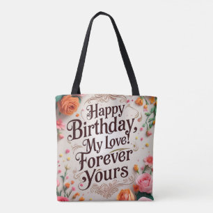 Bolsa Tote Feliz Aniversário, Meu Amor! Para sempre" - Românt