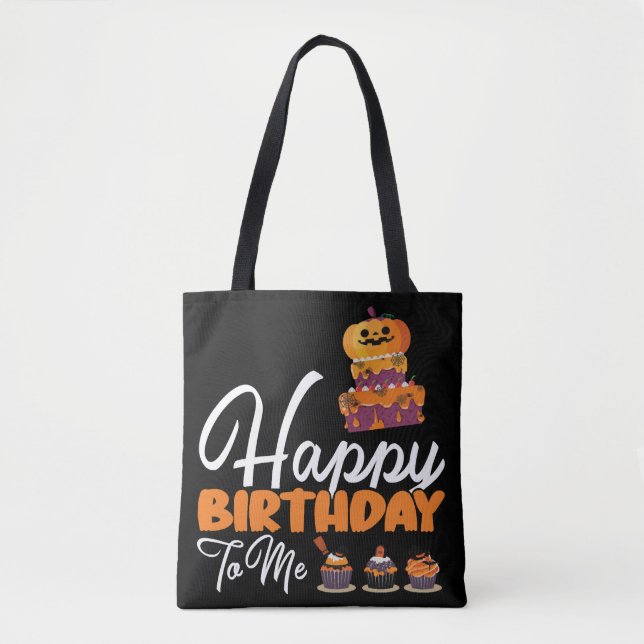 Bolsa Tote Feliz Aniversário Para Mim Do Bolo De Aniversário  (Frente)