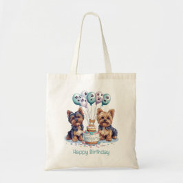 Bolsa Tote Feliz aniversário Yorkie Dog