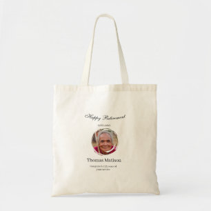Bolsa Tote Feliz ano de aposentadoria nome círculo foto apose