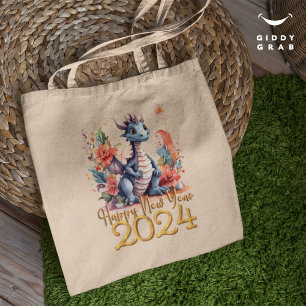 Bolsa Tote Feliz ano novo 2024 Cor do Dragão Chinês