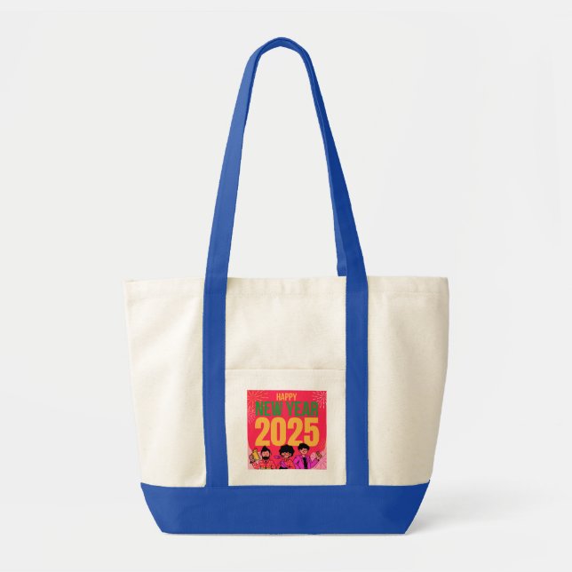Bolsa Tote Feliz ano novo 2025 Impulse a barra de ferramentas (Frente)