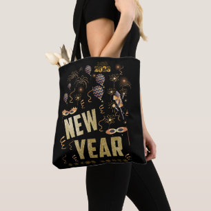 Bolsa Tote Feliz ano novo Pessoal 2023,Luminosas Douradas Fes