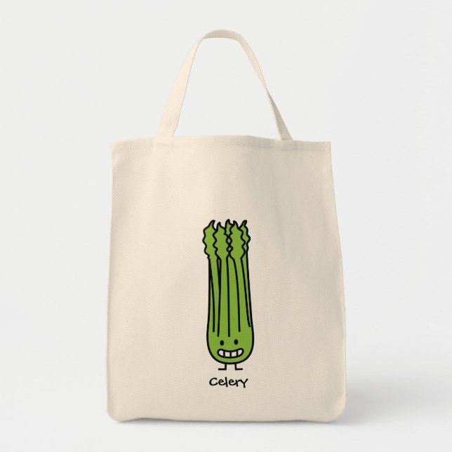 Bolsa Tote Feliz apimentado Pano verde fibra vegetal (Frente)