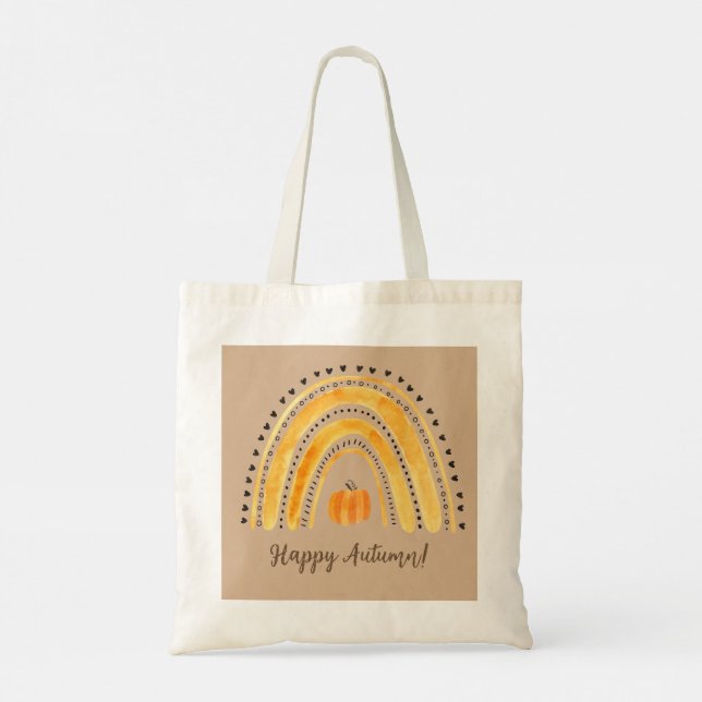 Bolsa Tote Feliz Autumn Boho Arco-Íris Comprando Toalha (Verso)
