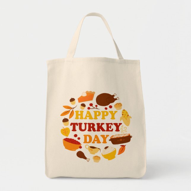 Bolsa Tote Feliz Banquete do Dia da Turquia (Frente)