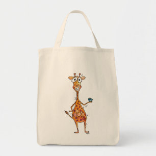 Bolsa Tote Feliz Bebendo de Girafa do Whimsso Café