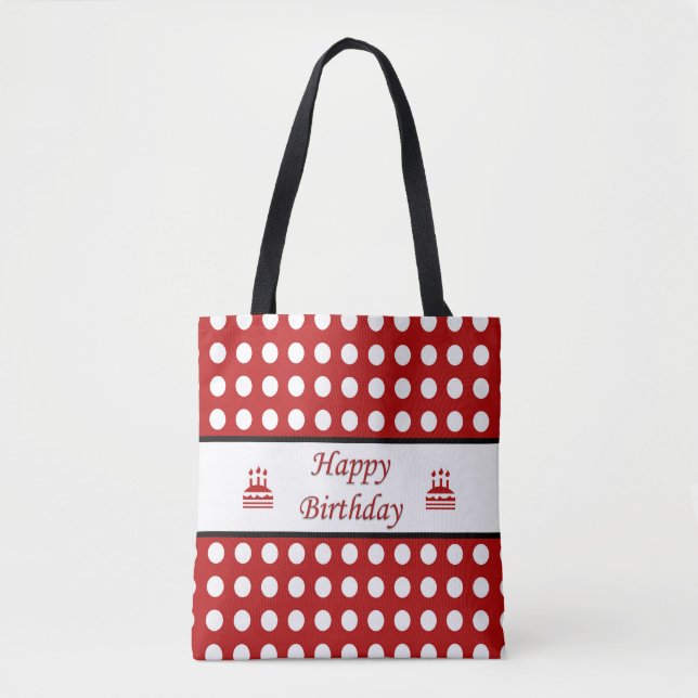 Bolsa Tote Feliz Bolinhas de aniversário (Frente)