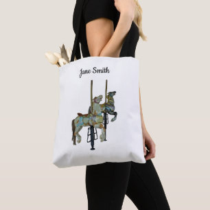 Bolsa Tote Feliz bonito, rodar Cavalos Carrossel