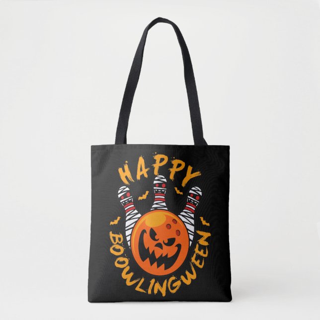 Bolsa Tote Feliz BowlingEntre Boliches de Halloween (Frente)