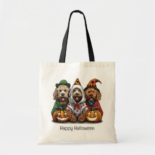 Bolsa Tote Feliz Cachorro de Goldendoodle de Halloween