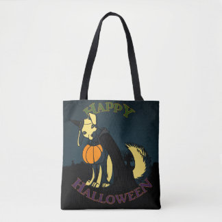 Bolsa Tote Feliz cachorro de Halloween
